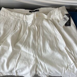 Ralph Lauren Cream Pleated Front Shorts 16W